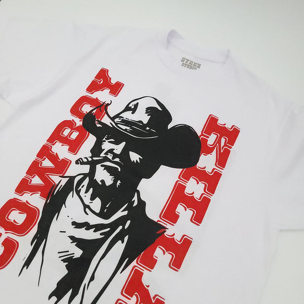"Cowboy Killa" American Traditional Style Graphic White T-Shirt