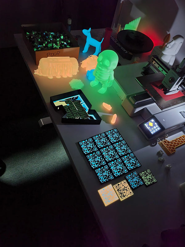 3D Printed Custom Multi-Colored Glow-in-the-Dark QR Codes